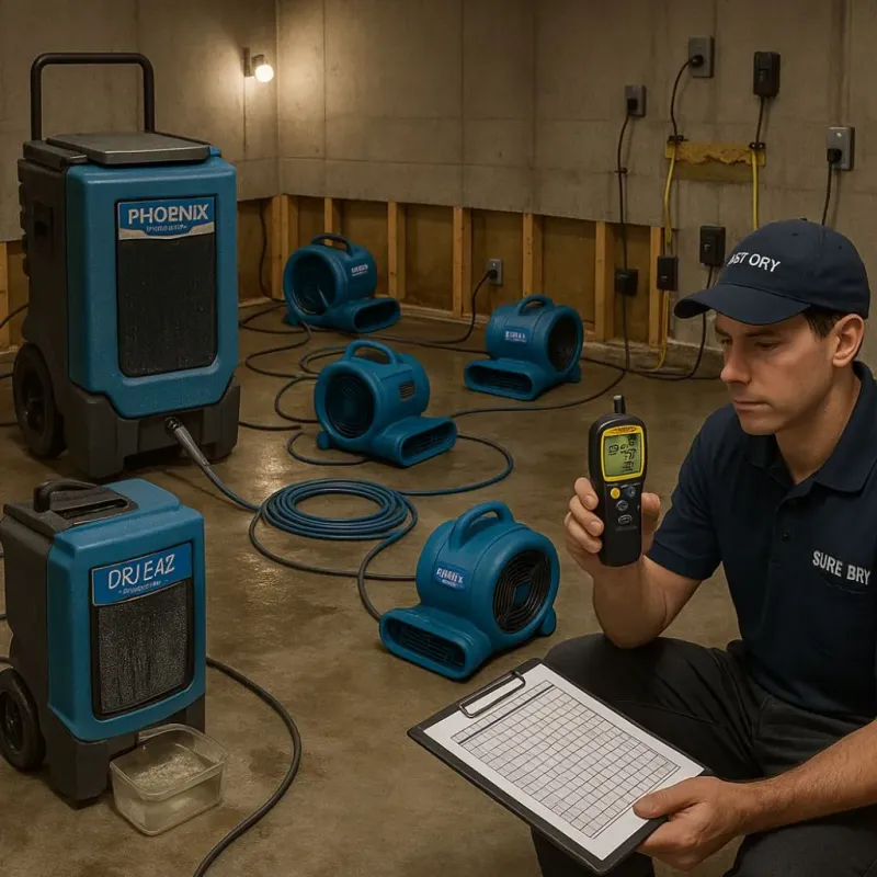 Structural Drying and Dehumidification process in Cleary, MS
